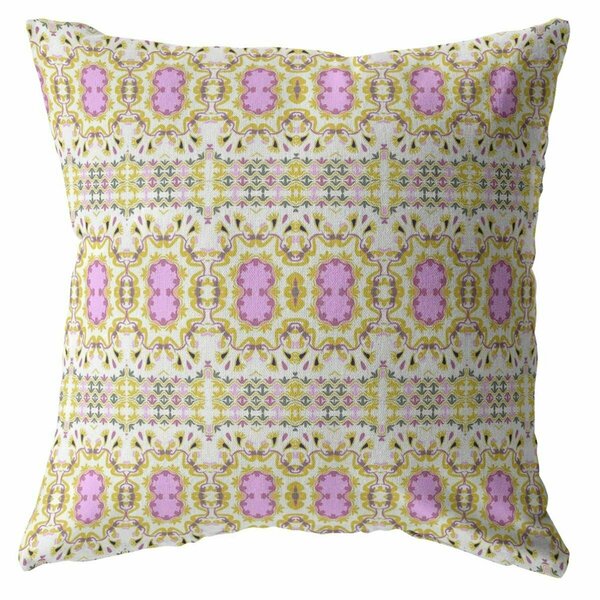 Homeroots 18 in. Yellow & Lavender Geofloral Indoor & Outdoor Throw Pillow 412322